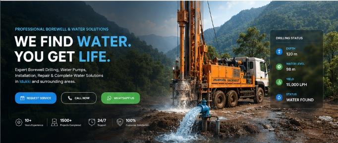 Jaladhara Corporation borewell rig in Idukki